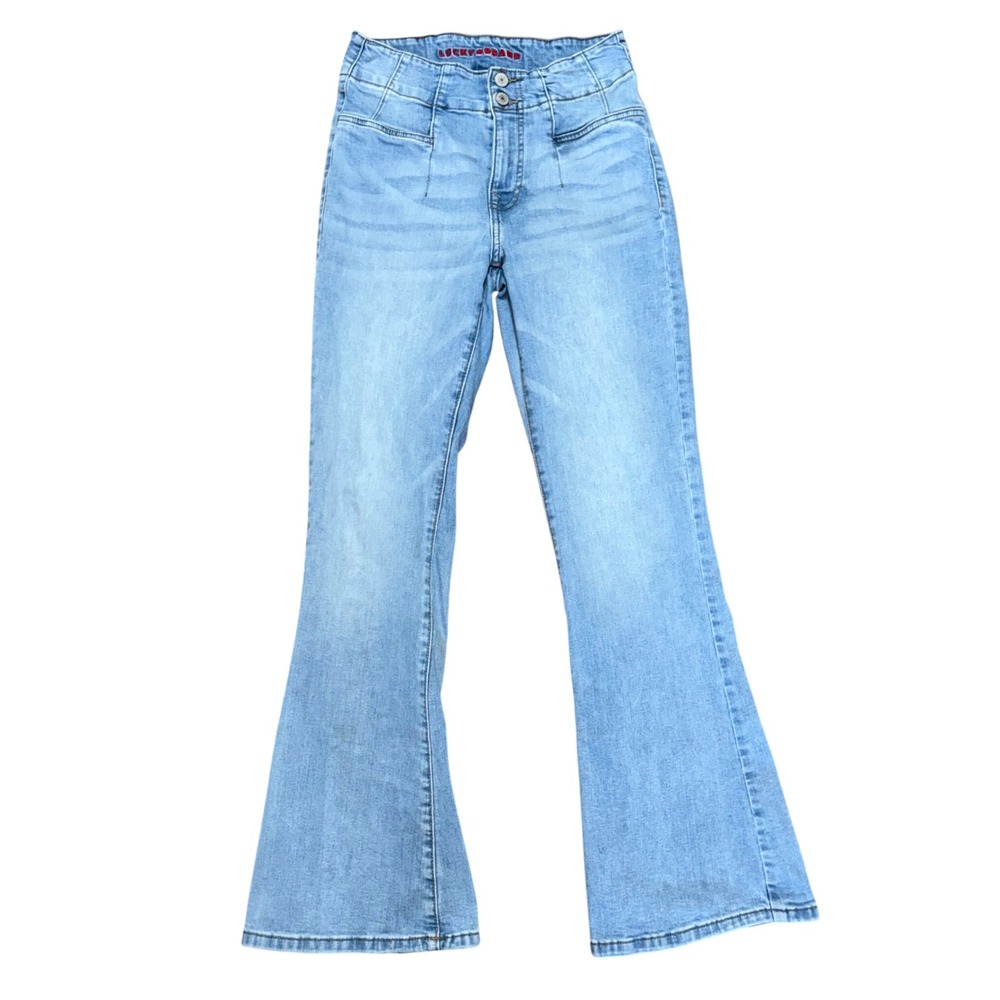 Lucky Brand Stevie High Rise Flare Jeans Light Wash 2/26 Double Button Boho